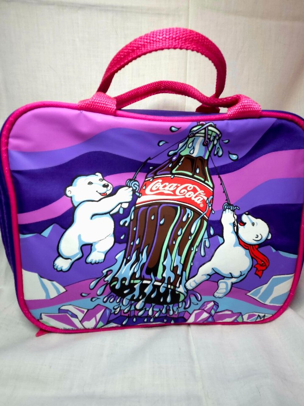 Coke Polar Bear Cubs Soft Sider Lunch Box With Aladin Thermos